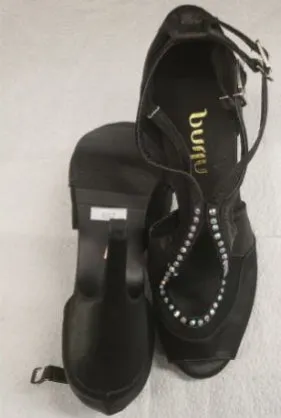 4" Britannee -- Latin Sandal with Street Soles -- Black Satin