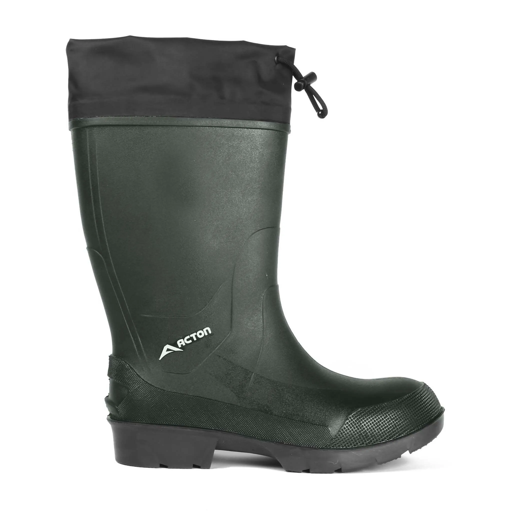 Acton Men's Winter Work Boots Stormy - 15" Waterproof, Insulated Rubber, Slip-Resistant, Self-Cleaning Outsole, Removable Liner | Green, Sizes 6-14