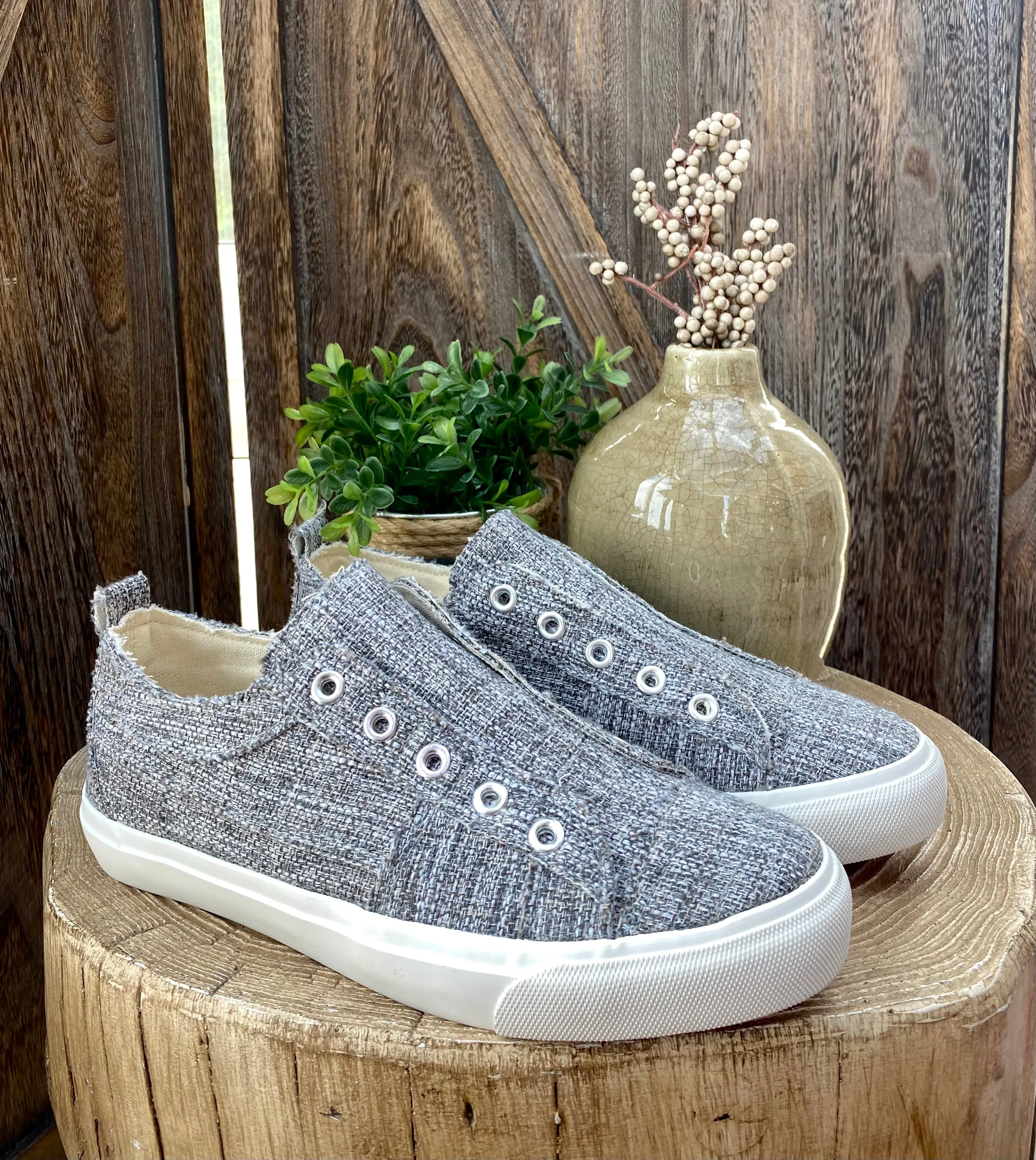 Babalu Grey Tweed Corky Shoes