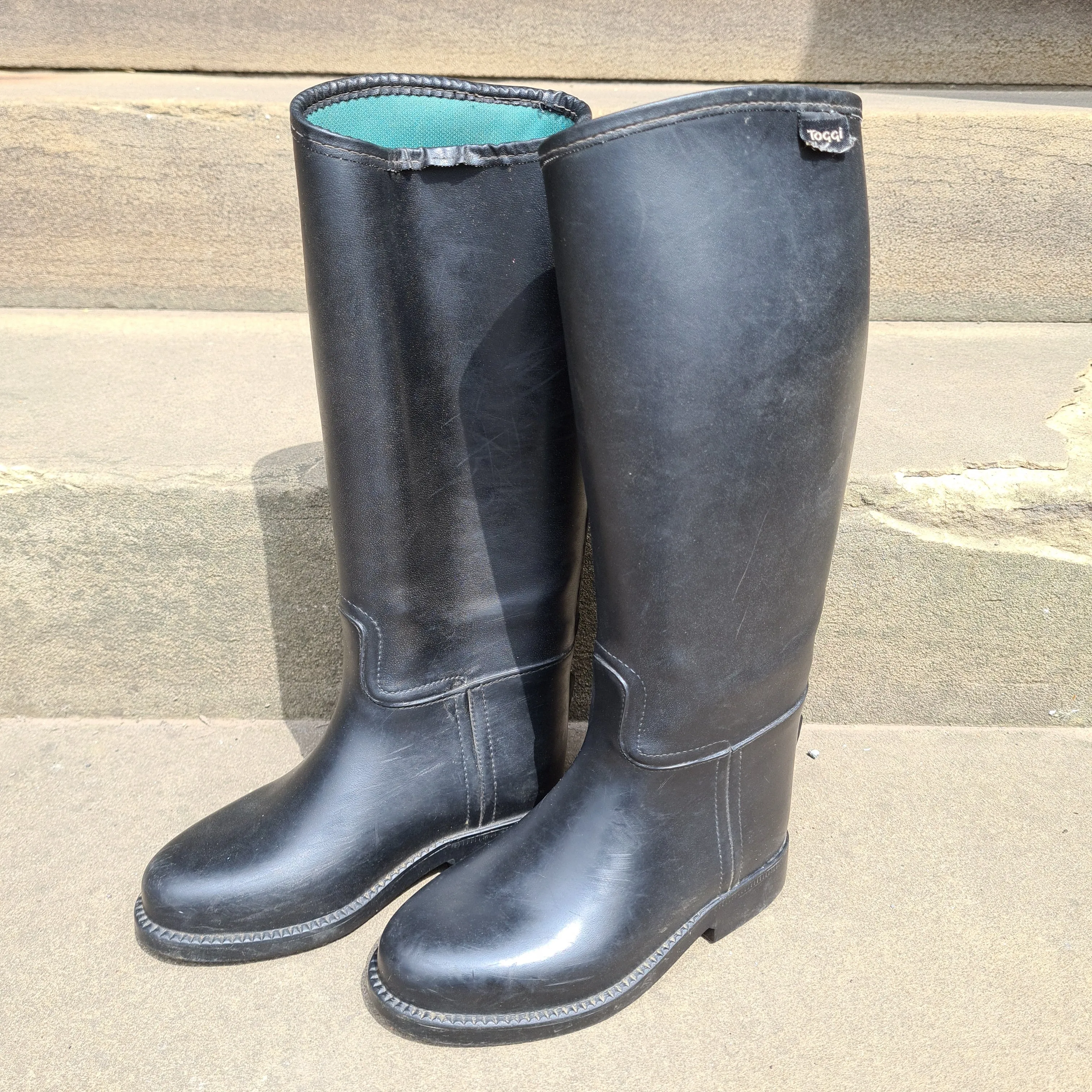 Black rubber Toggi long Jodhpur Boots