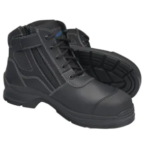 Blundstone Black Leather Zip Side Ankle Hiker Steel Cap Safety Boot (319) (Pre Order)