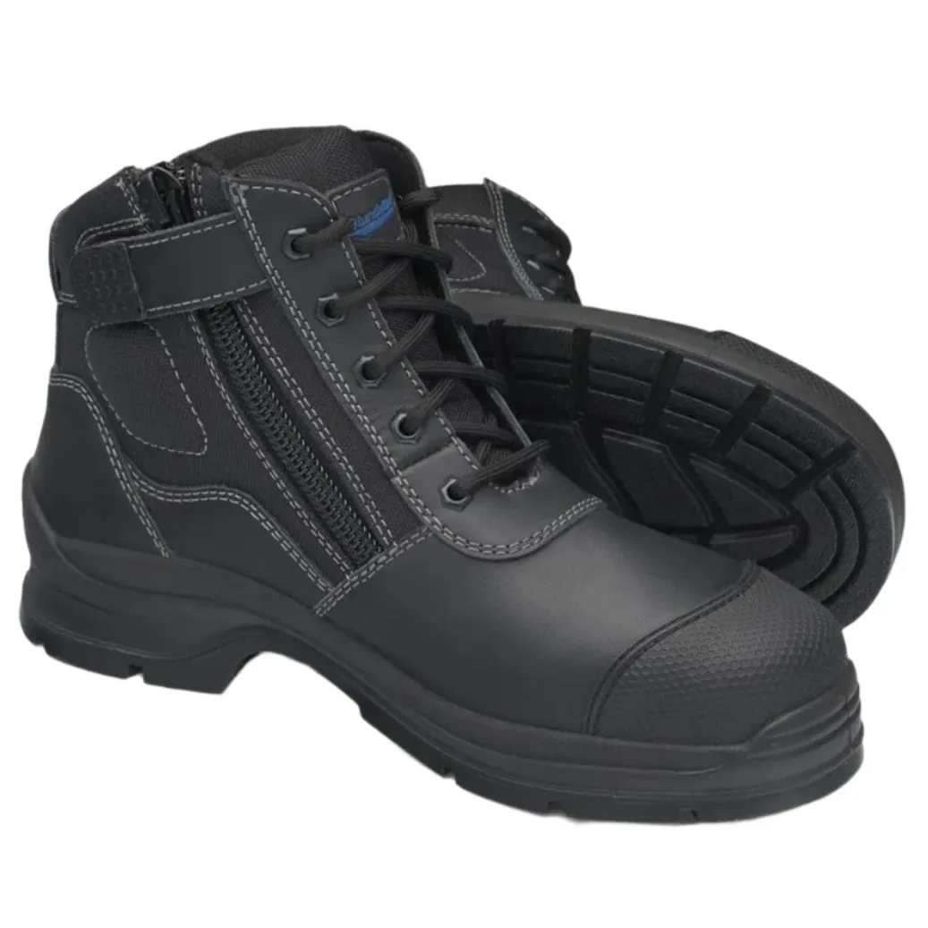 Blundstone Black Leather Zip Side Ankle Hiker Steel Cap Safety Boot (319) (Pre Order)