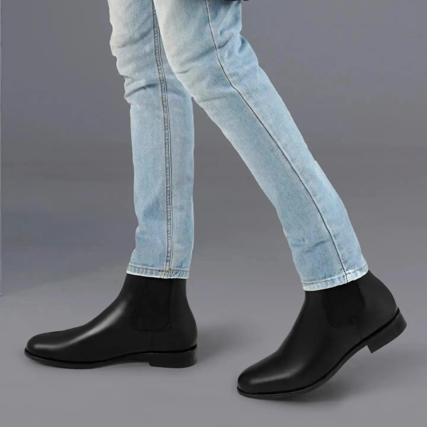 Handmade Customisable Calf Leather Black Chelsea Boot For Men