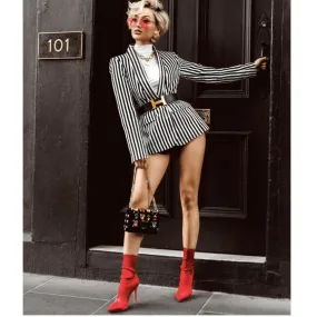 High Heel Pointed Toe Sock Calf Boots
