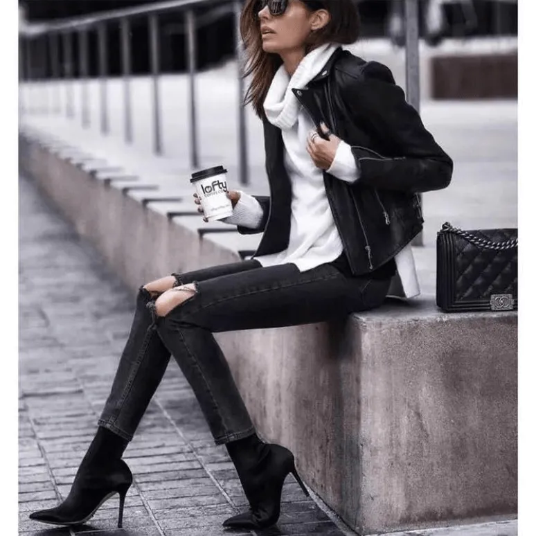 High Heel Pointed Toe Sock Calf Boots