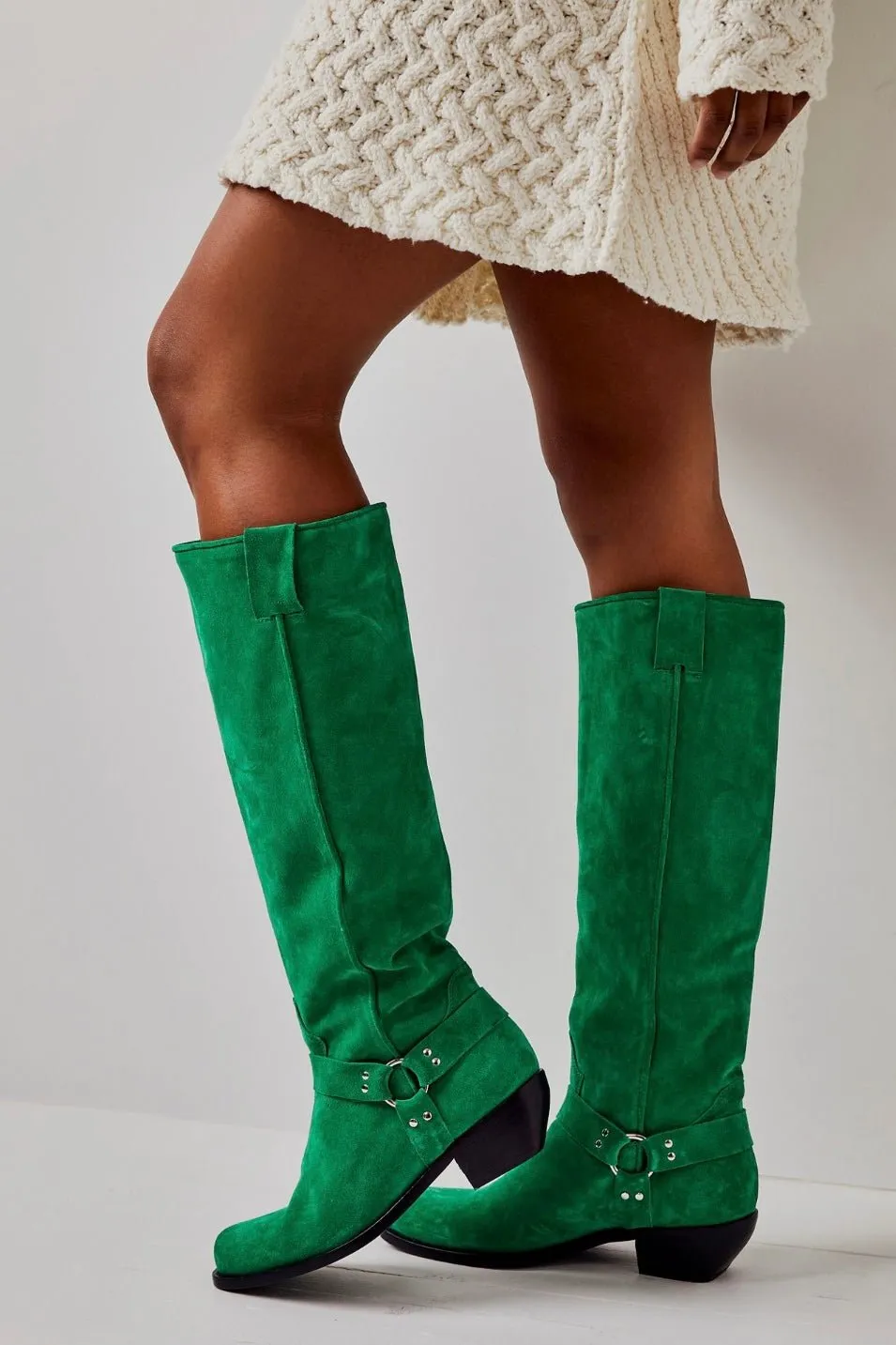 LOCKHARDT SUEDE LEATHER HARNES BOOTS X FREE PEOPLE
