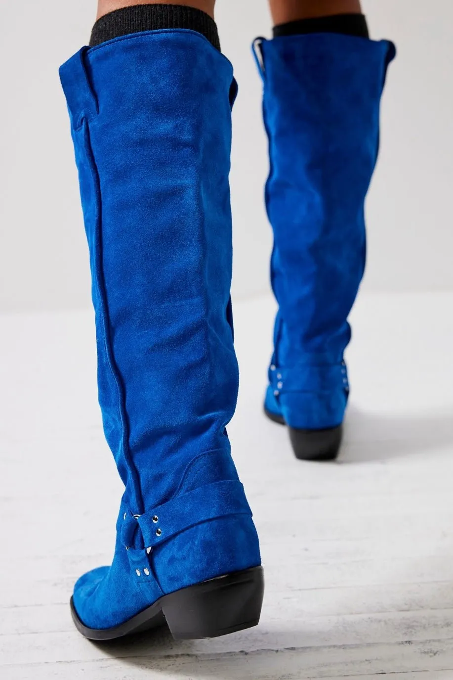 LOCKHARDT SUEDE LEATHER HARNES BOOTS X FREE PEOPLE