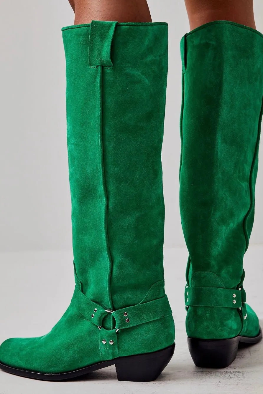 LOCKHARDT SUEDE LEATHER HARNES BOOTS X FREE PEOPLE