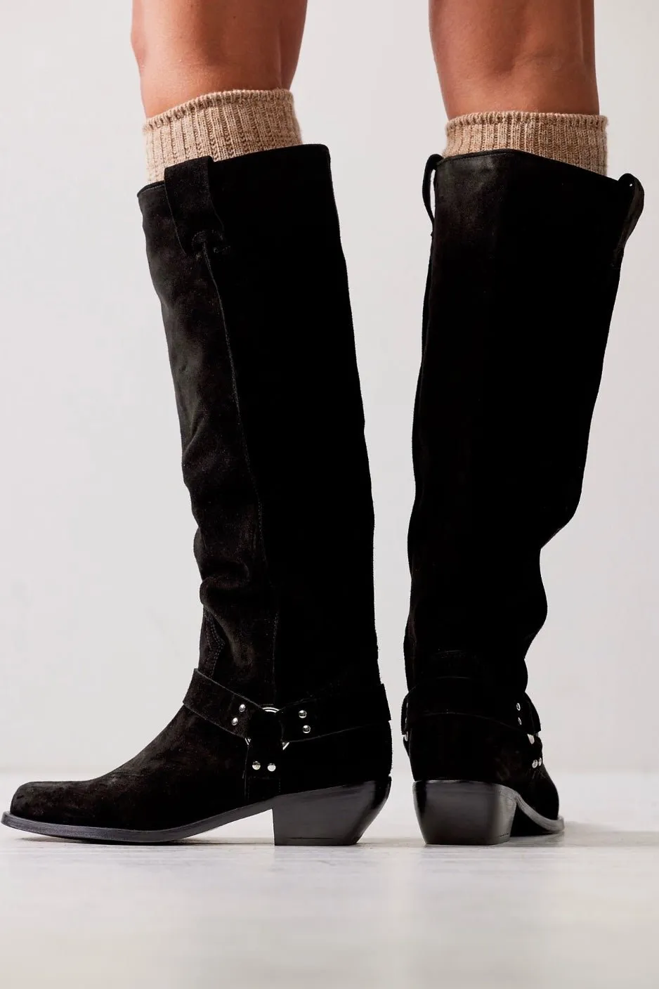 LOCKHARDT SUEDE LEATHER HARNES BOOTS X FREE PEOPLE