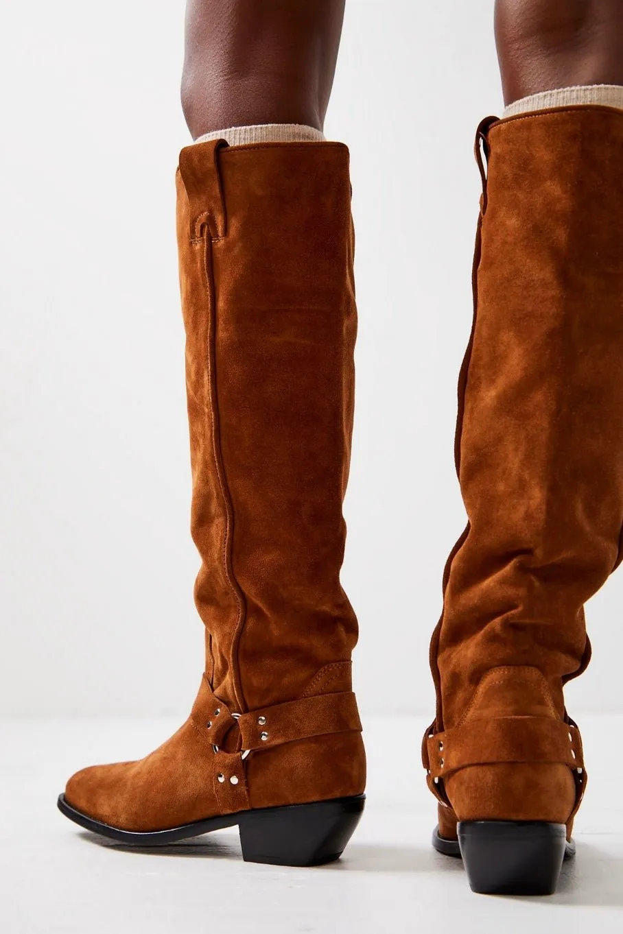 LOCKHARDT SUEDE LEATHER HARNES BOOTS X FREE PEOPLE