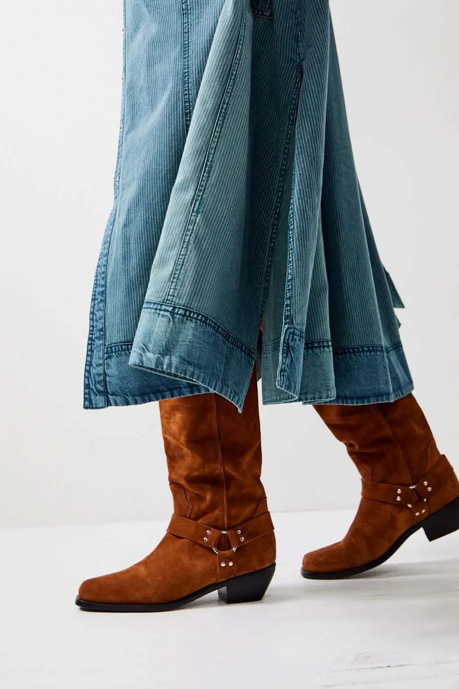 LOCKHARDT SUEDE LEATHER HARNES BOOTS X FREE PEOPLE