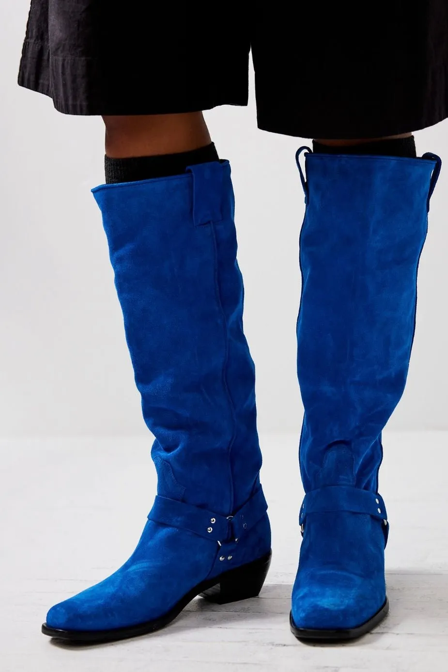 LOCKHARDT SUEDE LEATHER HARNES BOOTS X FREE PEOPLE