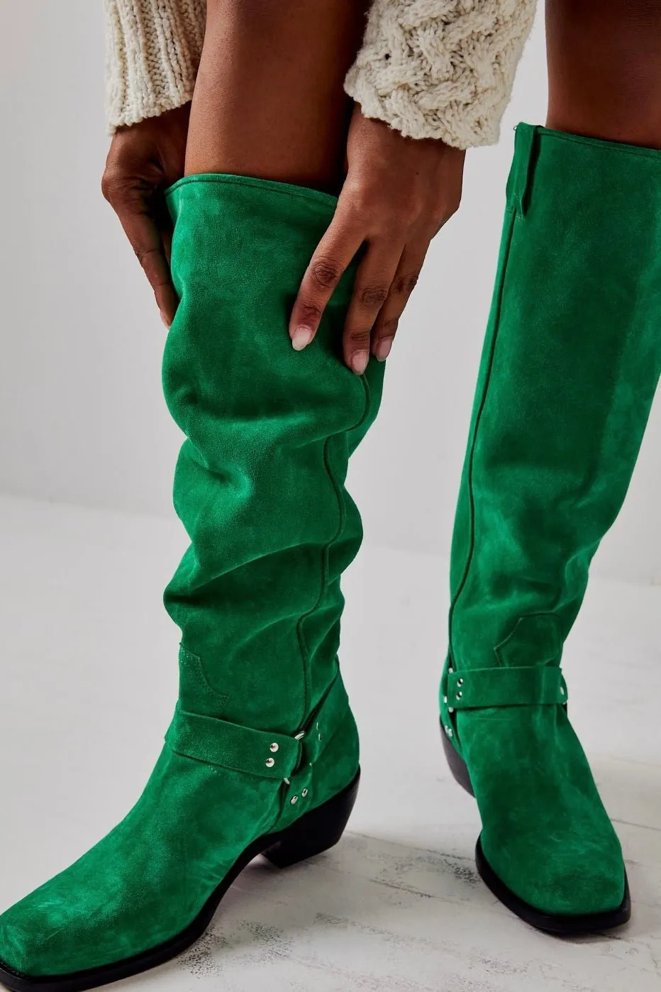 LOCKHARDT SUEDE LEATHER HARNES BOOTS X FREE PEOPLE