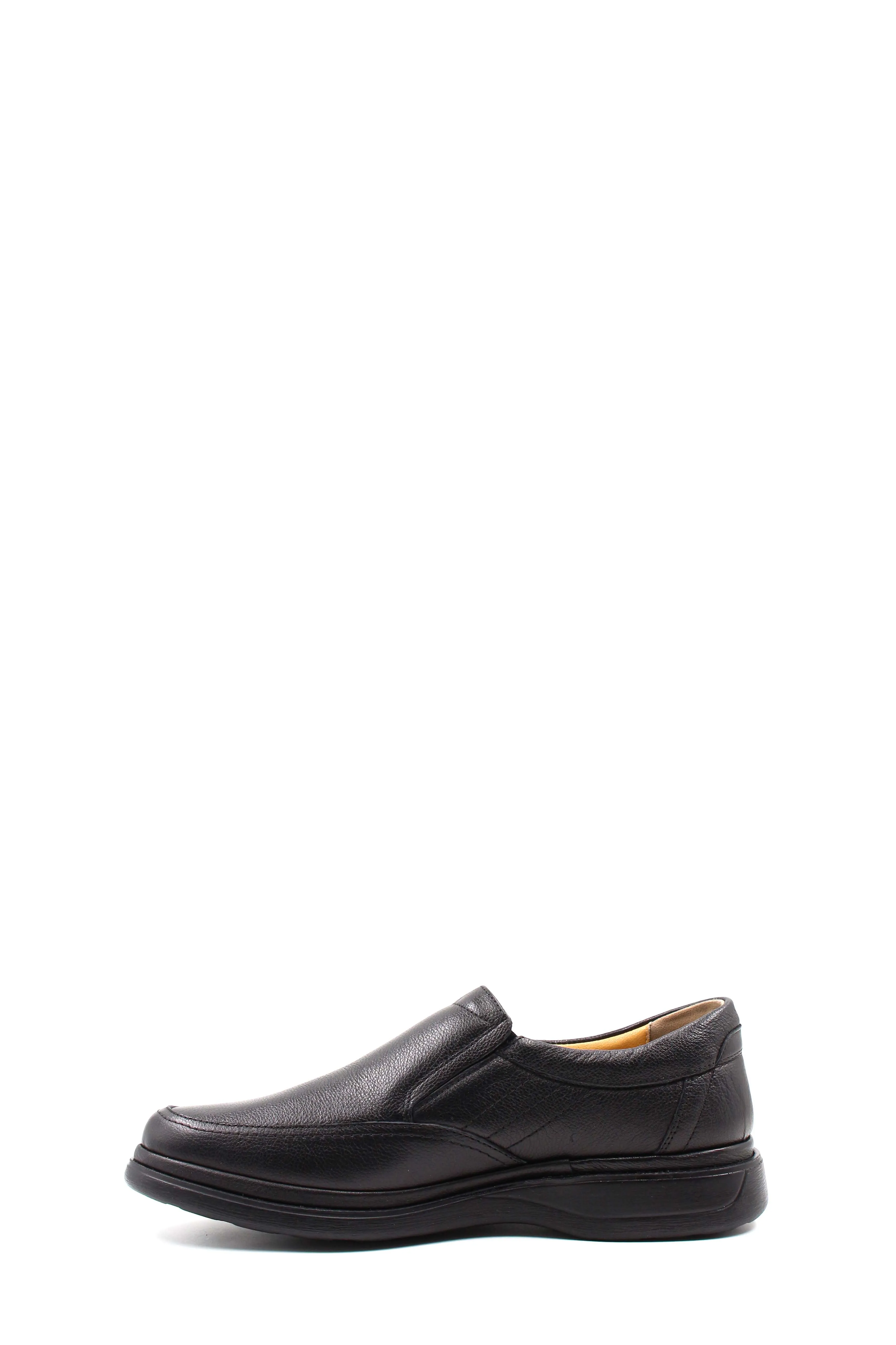 Men's Black Textured Leather Slip-On Loafers with Cushioned Sole - Wessi