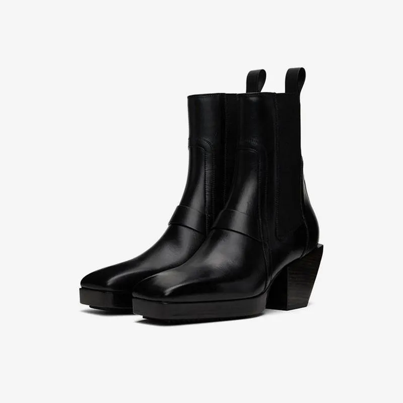 Men's Black Zigzag Rubber Sole Boots