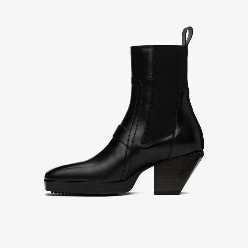 Men's Black Zigzag Rubber Sole Boots