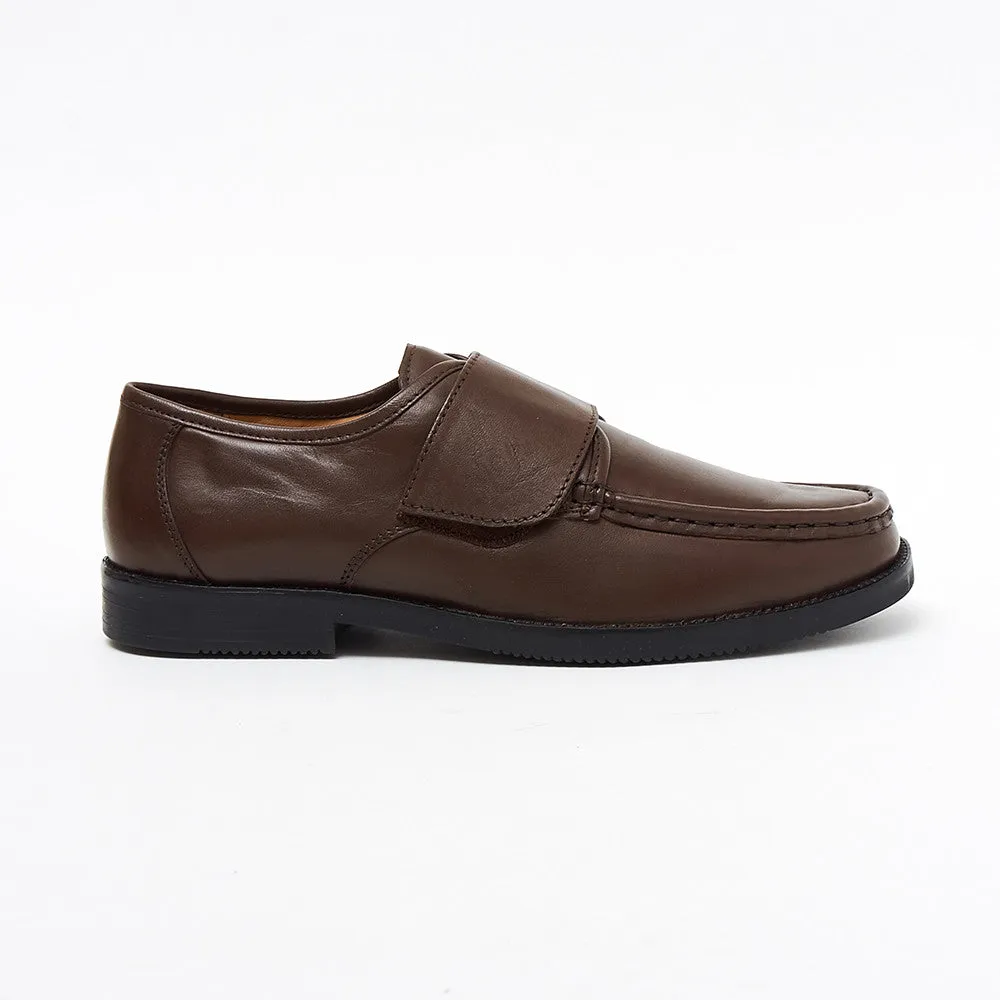 Mens Leather Velcro Comfort Shoes - 17983
