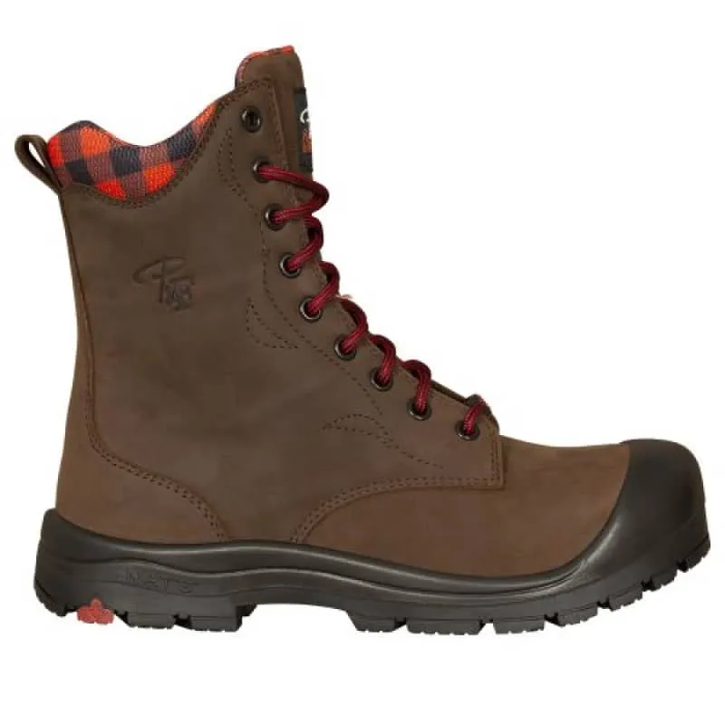 P&F Workwear Women's 8″ Steel Toe Work Boots with Zipper – PF358-Brown