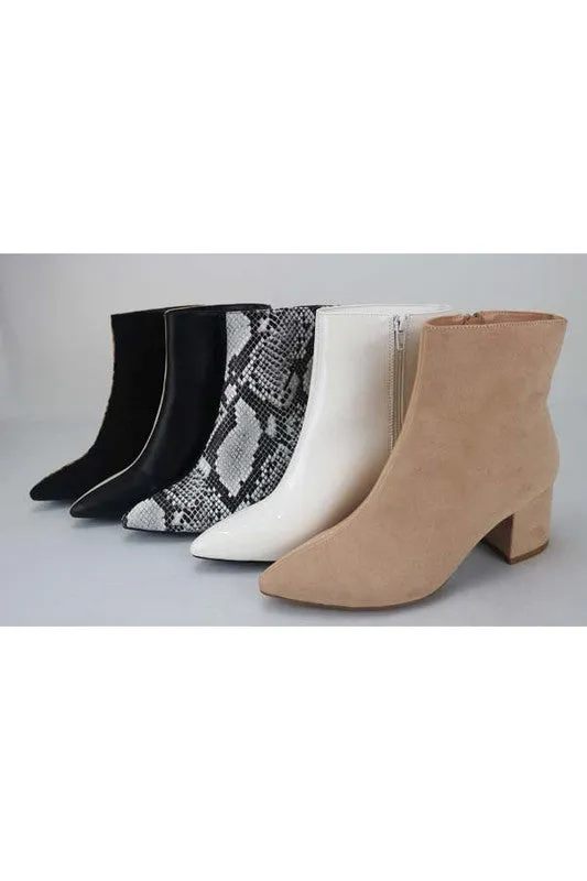 Patent & Suede Booties