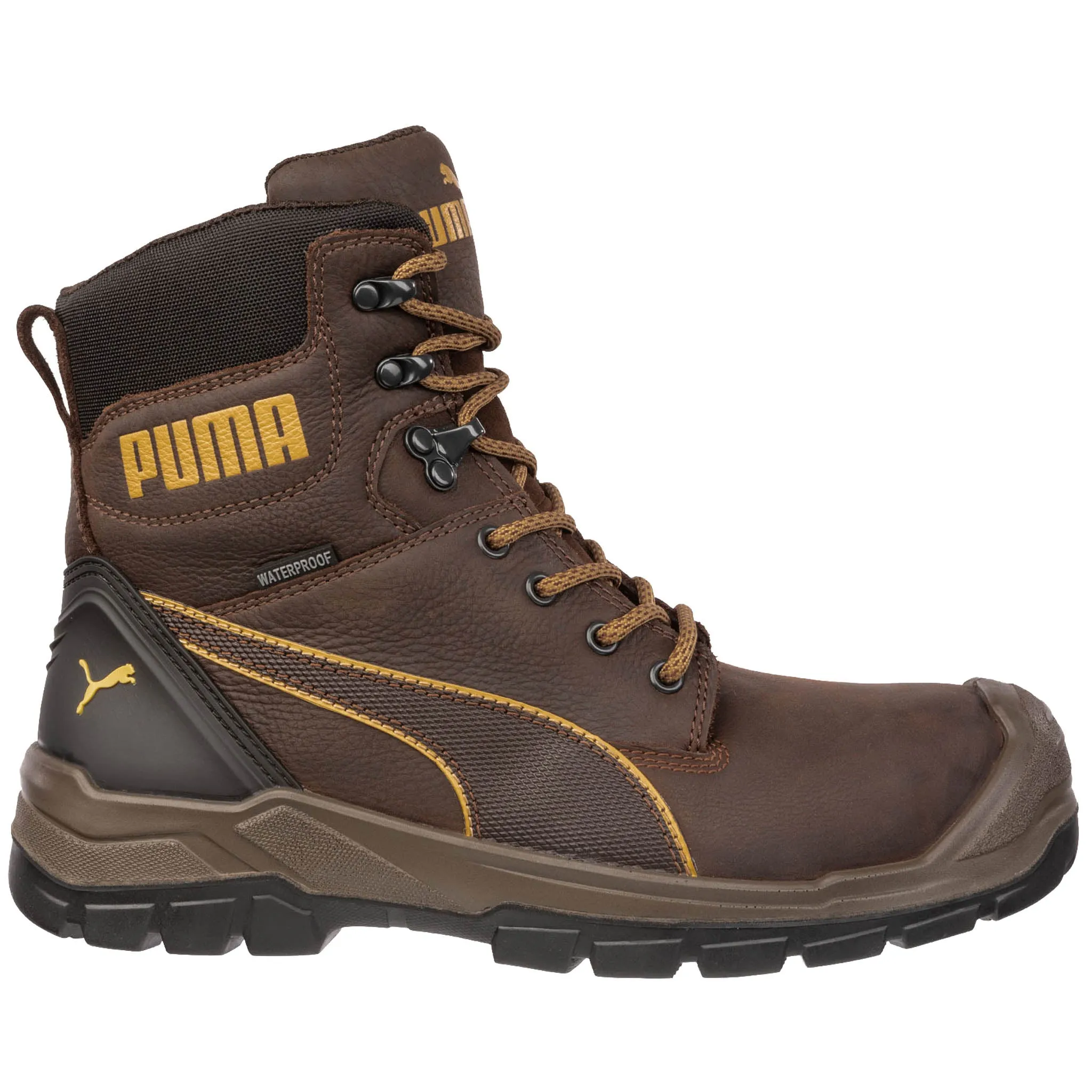 Puma Men's 630915 Conquest 7" Brown  Waterproof Zip Soft Toe Work Boots