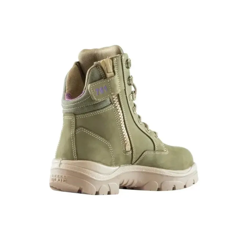 Steel Blue Khaki Ladies Southern Cross Zip Sided Lace Up Safety Boot (512761) (Pre-Order)
