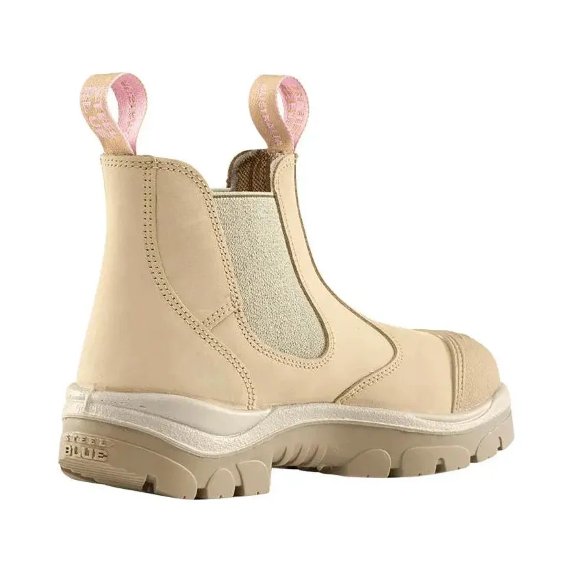 Steel Blue Sand Hobart Ladies Elastic Side Steel Toe Cap Safety Boot With Scuff Cap (512729) (Pre-Order)
