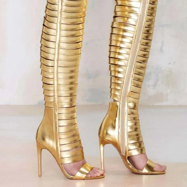 Strap High Heel Lace Up Cutout Sandals