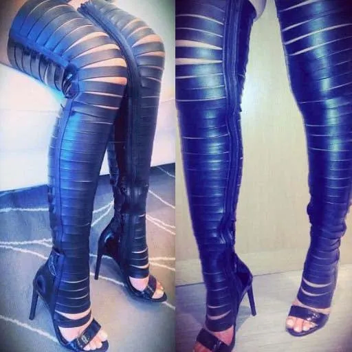 Strap High Heel Lace Up Cutout Sandals