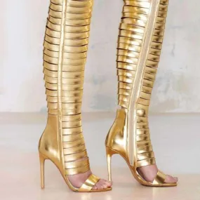 Strap High Heel Lace Up Cutout Sandals