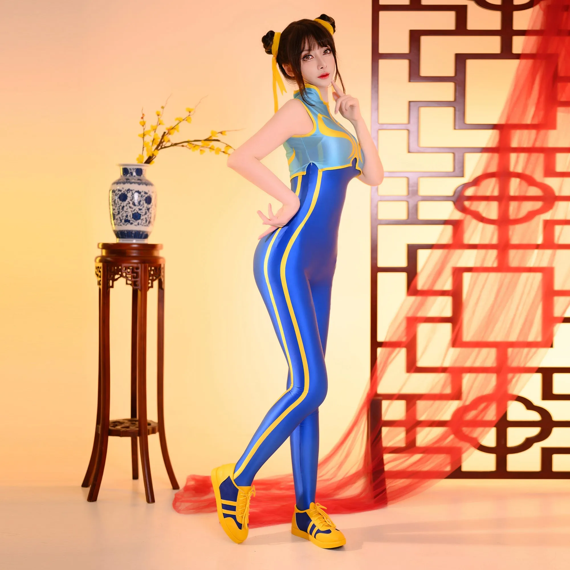 Street Fighter Chun Li Zentais Jumpsuit Cosplay Costume